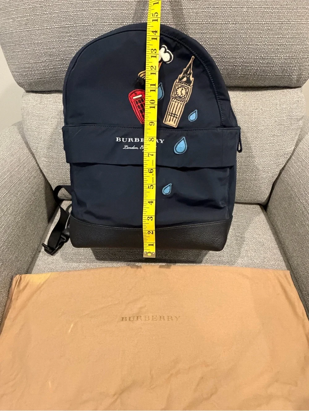 Burberry Navy Backpack with London Patch Motifs
